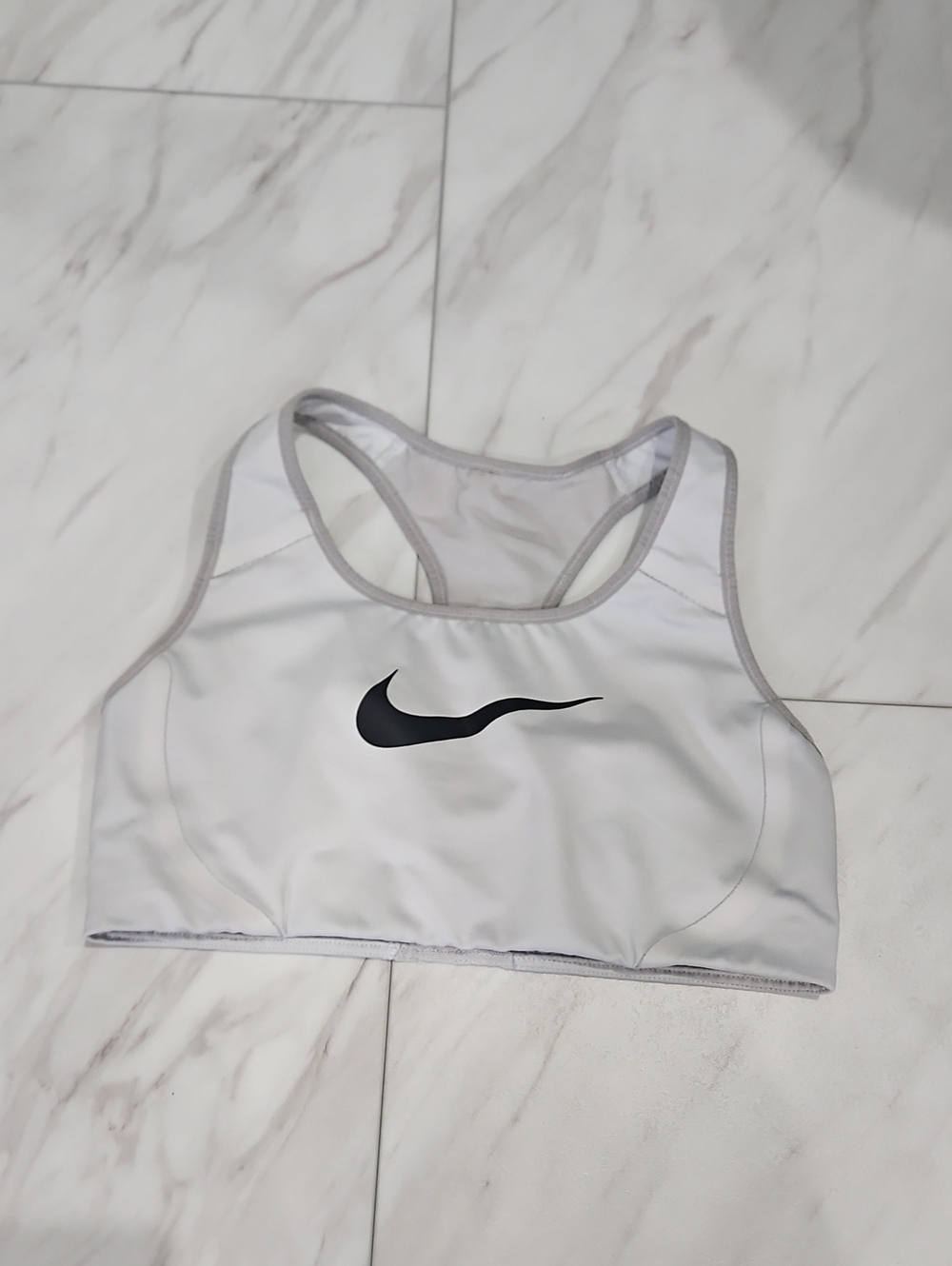 Nike White and Black Racerback Sports Bra